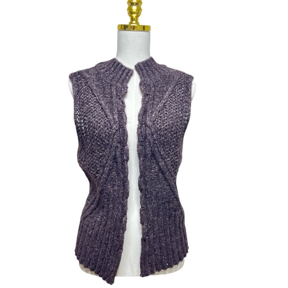 J. Jill Sweaters - J. Jill Women’s Brown Cable Knit Cardigan Vest Open Front Sz M